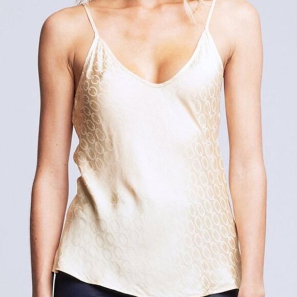 L'Agence Lexi Silk Blend Chain Link Print Camisole Gold V-Neck XS NWT - Picture 2 of 15